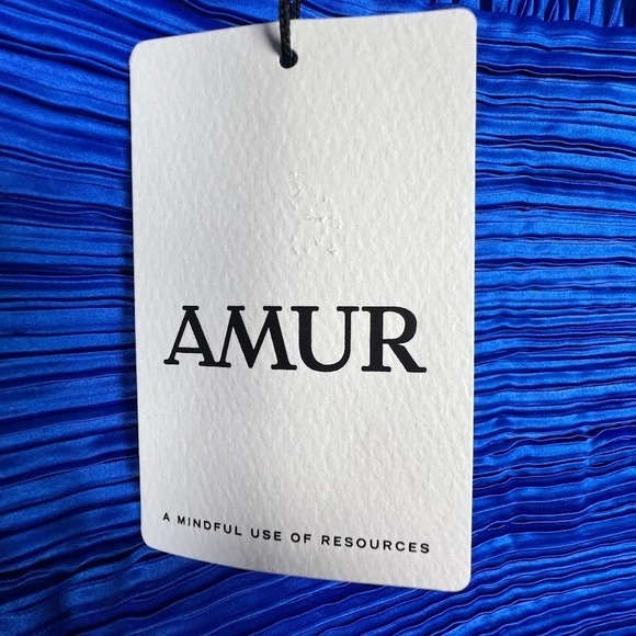 AMUR Cobalt Blue Strapless Pleated Cocktail Mini Dress Size 4 NWT $498 MSRP - Picture 13 of 14